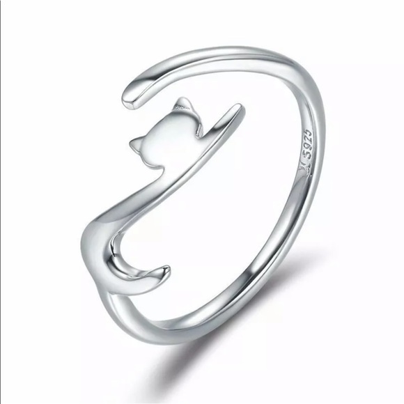New women's simple silver cat adjustable ring - Picture 4 of 4